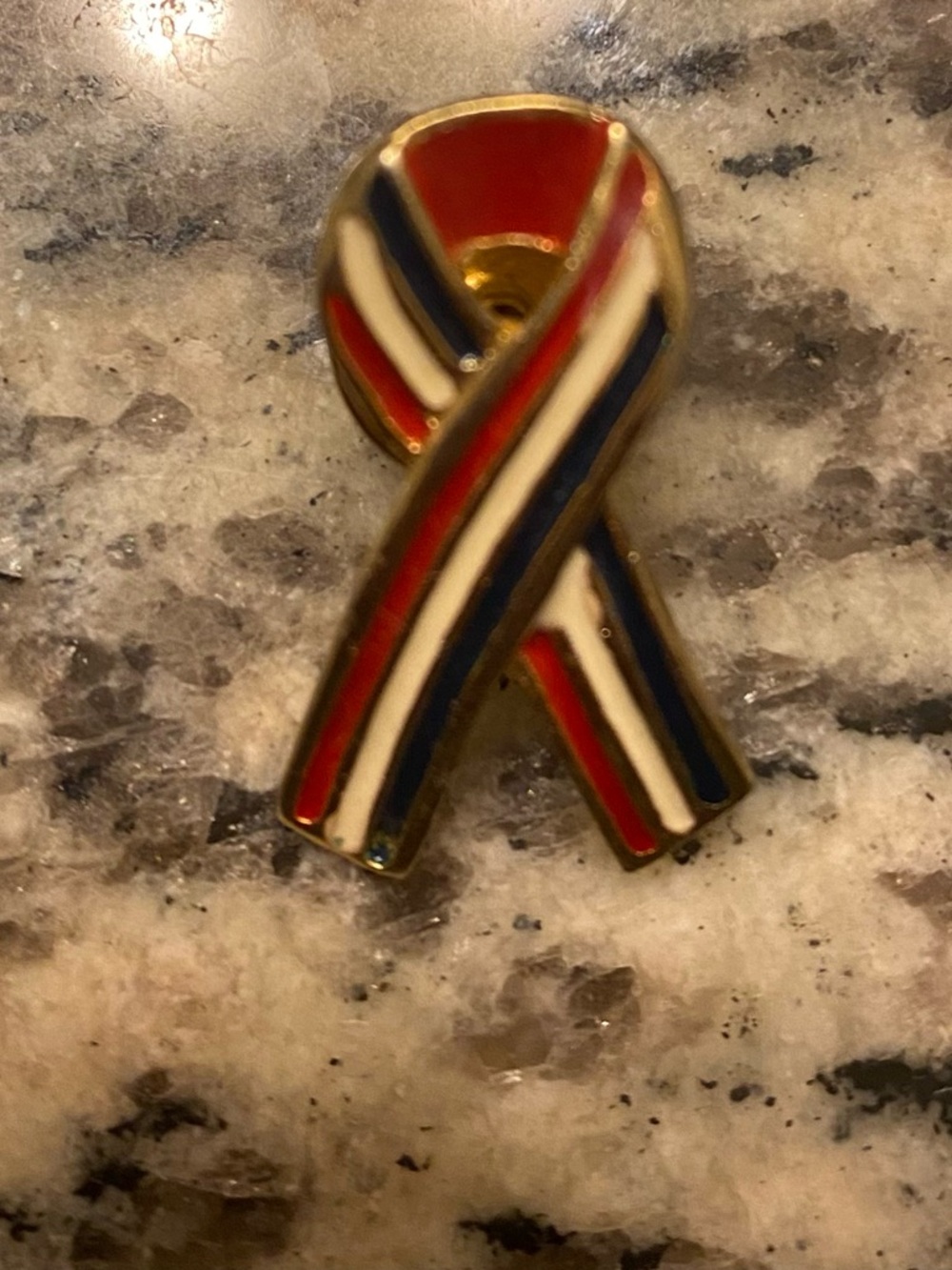 Striped Ribbon Enamel Pin - Red, White, Blue, Navy